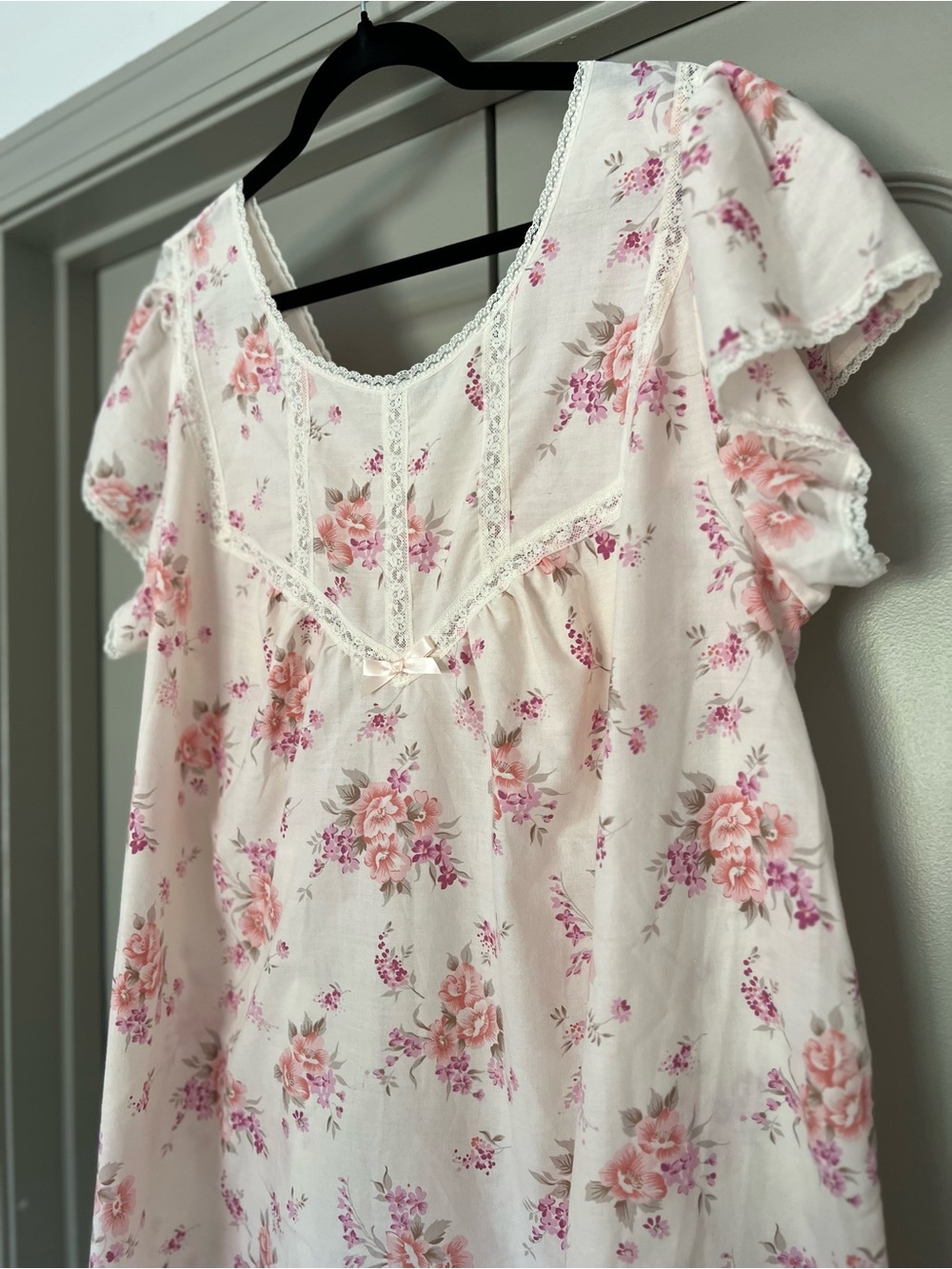 Vintage Barbizon Floral Lace Trim Nightgown 1X Cottagecore - Picture 3 of 5